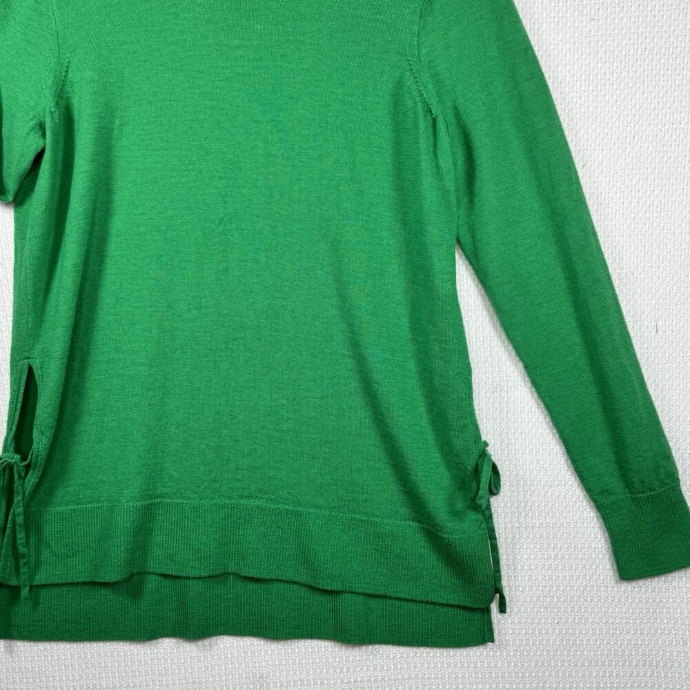 J.Crew 100% Merino Wool Sweater Women’s Medium Green Side Tie Pullover Knit - Picture 5 of 10